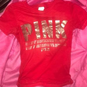 Victoria Secret’s PINK red & Gold t-Shirt